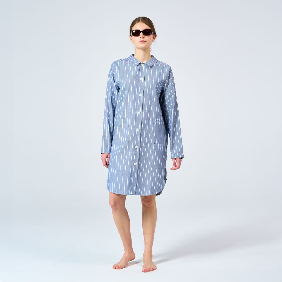 Uno Nightshirt - Mini Stripe Navy & White